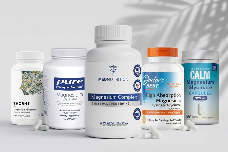 The 5 best magnesium supplements for sleep of 2026 tested — Meo Nutrition, Thorne, Pure Encapsulations, Doctor's Best and Natural Vitality bottles