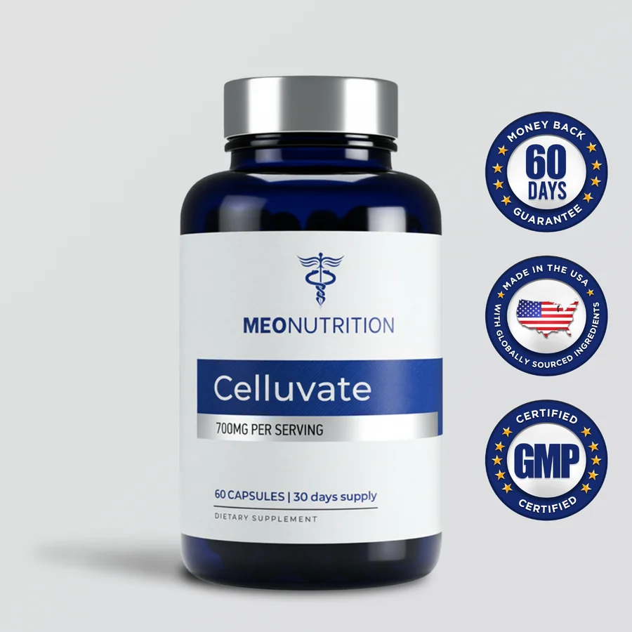 Meo Nutrition Celluvate NMN supplement bottle